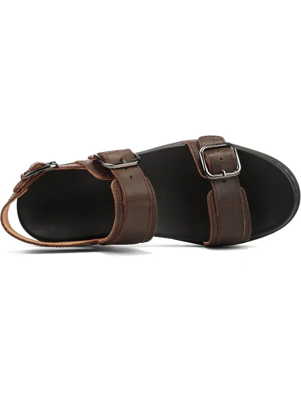 Womens Coffee Brown Adjustable Double Strap Chunky Footbed Platform Sandal Shoes